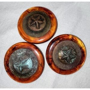 Vintage Metal Star Button Faux Tortoise Shell~Aprx: 1-7/8"